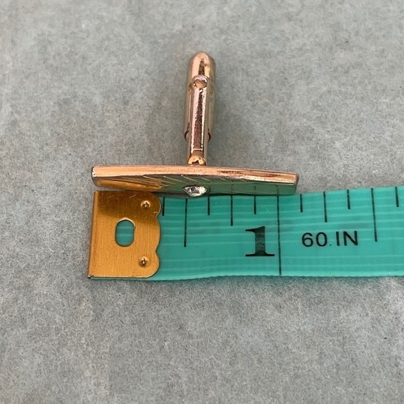 VTG Anson Cuff Links Tie Bar  Goldtone Coloring Clear Center Stone Art Nouveau - Picture 5 of 8